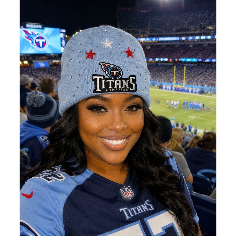 Tennessee Titans Rhinestone Star Knit Beanie Light Blue NFL Fan Gear Hat